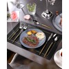 Lemeya 20-Piece Hammered Silver Gold Silverware Set,18/10 Stainless Steel Forging