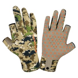 BASSDASH Unisex Fingerless Fleece Liner Camo Hunting Gloves for Cold Weather UPF 50+ Lightweight Fishing Photography HG06