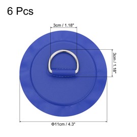 PATIKIL 4.3" Paddle Board D Rings, 6 Pcs Stainless Steel D-Ring PVC Patch Pad No Glue Include for Raft Kayak Inflatable Boat Surfboard, Dark Blue