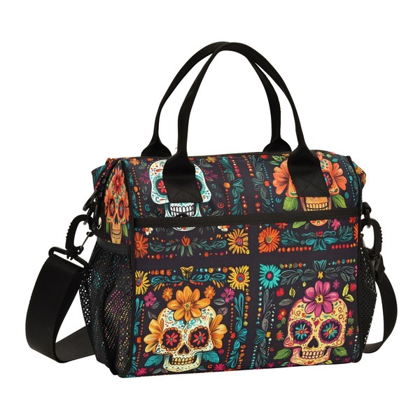 Skull Day Of The Dead Square Lunch Bag for Women,
