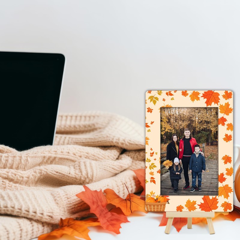 Cazhes Fall Pumpkin Picture Frames, Hello Autumn Wooden 4x6 Photo