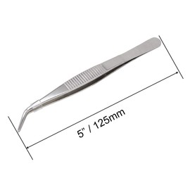 VictorsHome 5 Inch Stainless Steel Tweezers with Curved Serrated Tip Multipurpose Forceps for Craft Repairing 2 Pack