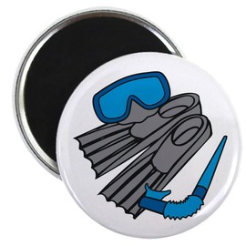 CafePress Snorkel Gear Magnets 2.25" Round Magnet, Refrigerator Magnet