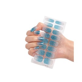 Generic 16Pcs Glitter Gold Pure Color Full Nail Wraps Nail Polish Sticker Thick Cs047 Nail Wraps Stickers Manicure Supplies for Women Nails Full Long Lasting Easy Apply and Remove