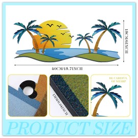 Palm Tree Metal Wall Art Tropical Beach Metal Wall Art Decor Beach Outdoor Wall Decor Tropical Metal Tree Wall Sculptures for Indoor or Outdoor Decor (Sunset)