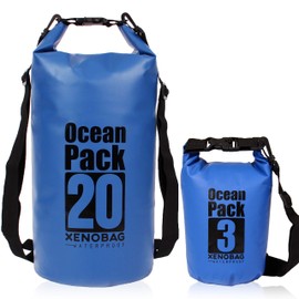Xenobag Waterproof Bag 3 Litres Or 20 Litres/Dry Bag, Small/Ocean Pack 3 Litres Or 20 Litres / Waterproof Bag/Dry Bag With Adjustable Shoulder Straps and Safety Lock, blue