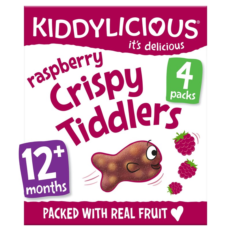 Kiddylicious Raspberry Crispy Tiddlers - Delicious Real Fruit Treat for