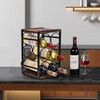 SODUKU Rustic Wood Countertop Wine Rack 6 Bottles No Need