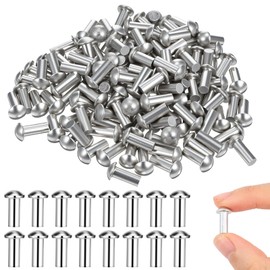 150 Pack 3/16" Diameter x 1/2" Length Aluminum Brazier Head Solid Rivets, Universal Aluminum Boat Rivet Silver Round Head Rivet Kit for Repairing Boats, Craft, Decoration