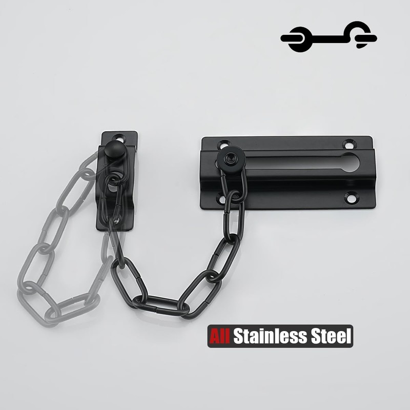 JQK Chain Door Guard with Lock, Black 2 Pack Chain