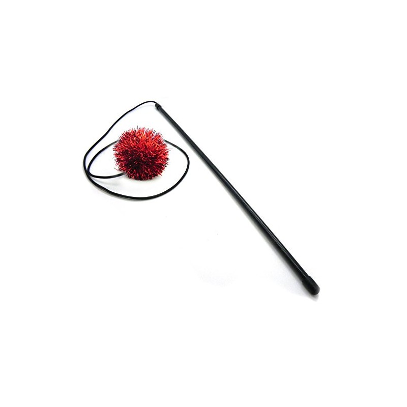 Tuff Kitty Puff Sparkle Ball Cat Wand (Red)