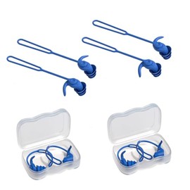 Nordquest triple structure Anti-lost lanyard swimming earplugs, 2 pairs of high-quality waterproof and ultra-comfortable, suitable for swimming, surfing, snorkeling and other water sports (Blue, Standard)