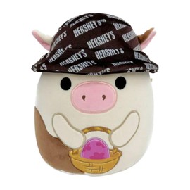 Squishmallows 8"" Ronnie The Cow with Easter Basket, Medium, Off-white
