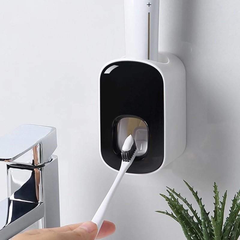 Exprimidor Automático Doble Pasta Dientes Práctico Mon Negro