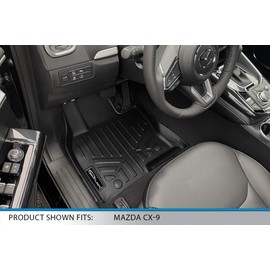 SMARTLINER 3 Row Floor Mat Liner Set Compatible with 2020-2021 Mazda CX-9 with 2nd Row Bucket Seats Without Center Console