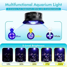 hygger Clip On Sea Water LED Lighting, 30 W Saltwater Aquarium LED Light, Full Spectrum Aquarium Light LED Reef Saltwater with Adjustable Brightness, 3 Time Settings for Coral Marine Tank