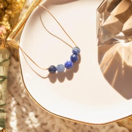 ﻿SoulKu Sodalite Gemstone Necklace for Confidence, Handcrafted Empowering Necklace, Inspirational Jewelry For Women, Nylon Cord & Stainless Steel Lobster Clasp & Extender