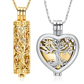 QGJNSGC Tree of Life Urn Necklaces for Ashes Heart Shape Cremation Jewelry Memorial Keepsake Lockets for Women Men Jewellery Gifts Ashes Holder for Pet