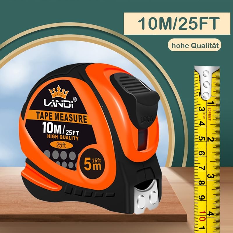 10 Meter Tape Retractable Measuring Tape Flexible with Lock Button