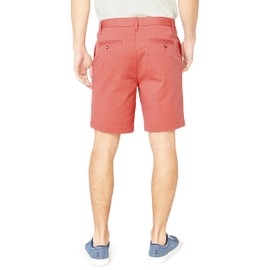 Nautica Men's Classic Fit Flat Front Stretch Solid Chino 8.5" Deck Shorts, Mineral Red, 38W