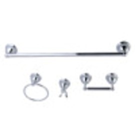 Kingston Brass BAK3961478C Restoration 4-Piece Towel Bar Bathroom Hardware Set, 24 inch Length, Polished Chrome