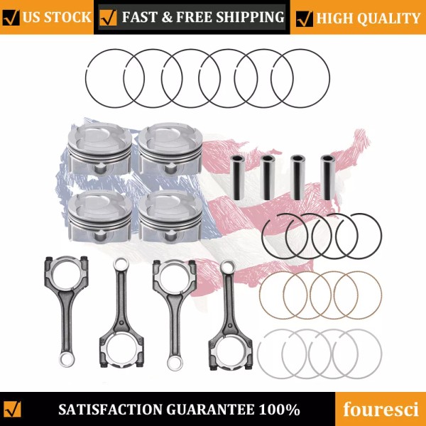 CarBole 4 Pack Connecting Rod & Piston Kit For Hyundai