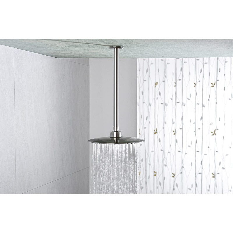 12 Inch Shower Arm and Flange Brushed Nickel, Ceiling Mounted