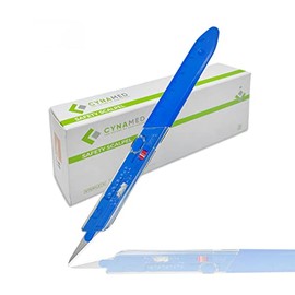 Cynamed Premium Disposable Scalpel w/Retractable Blade and Measurement Scales for Craft, Dermaplaining, Dermatology, Podiatry, Laboratory, Surgical, Dental, Veterinary & More (#11)