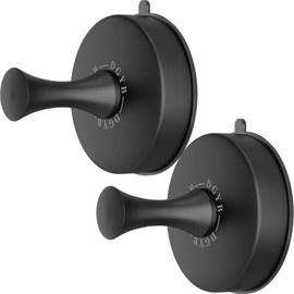 DGYB Suction Cup Hooks for Shower Set of 2 Hand Towel Hooks for Bathrooms Black Shower Hooks for Inside Shower Stainless Steel Suction Bathroom Hooks for Towels 11 Lb Removable Wall Hooks for Hanging