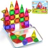 Anyeve 46PCS Glitter Mini Magnetic Tiles Travel Set with Storage