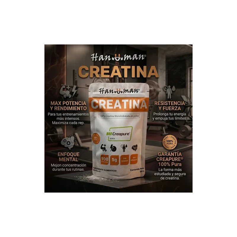 Creatina Monohidratada Hanuman Sin Sabor 500gr 100% Creapure