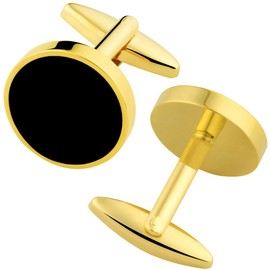 GWD Mens Cufflinks Stainless Steel Tuxedo Shirt Studs Set with Gift Box Silver Black Gold Cuff link Jewelry Gift Wedding Business (Silver&Gold 2pairs)