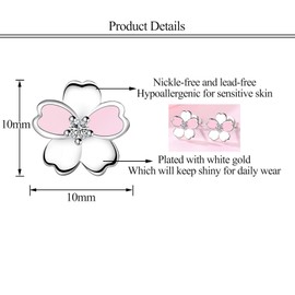 Silver Stud Earrings for Women Girls, Silver Flower Stud Earrings with Cubic Zirconia, Hypoallergenic Flower Earrings Jewelry Gifts for Girls Teens