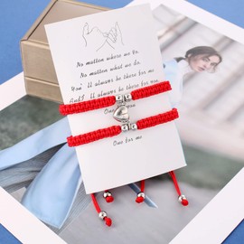 COLORFUL BLING Matching Magnet Mutual Attraction Couple Bracelets Long Distance His and Hers Adjustable Braided 8 Infinity Love Heart Friendship Bracelet Jewelry, Metal, alloy