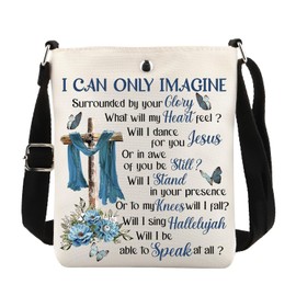 MAOFAED I Can Only Imagine Surrounded By Your Glory, Christian Quote, Christian Cross Butterfly Crossbody Bag (only imagineCA)