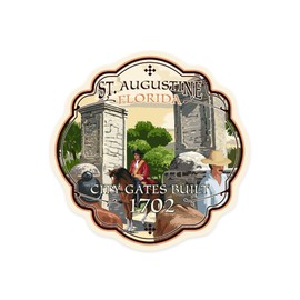 Die Cut Sticker St. Augustine, Florida, City Gates, Vinyl Sticker 3 to 6 inches, (Waterproof Decal for Cars, Water Bottles, Laptops, Coolers), Large