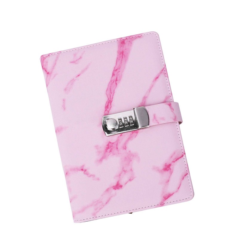 A5 Note Book PU Leather Cover Password Lock Notepad Diary