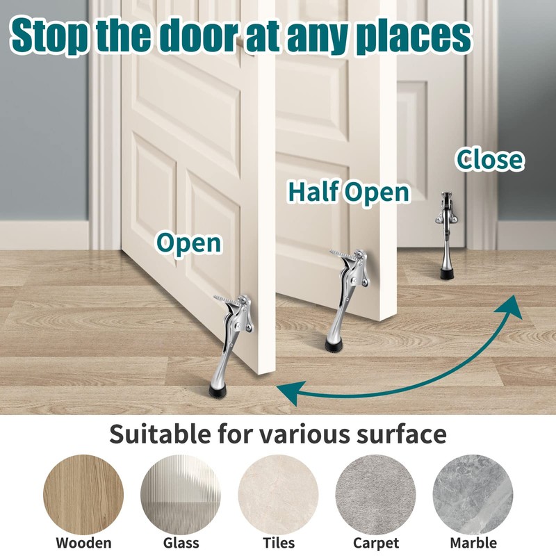 TOKPLNU Kick Down Door Stop, 4 Inch Heavy Duty Kick