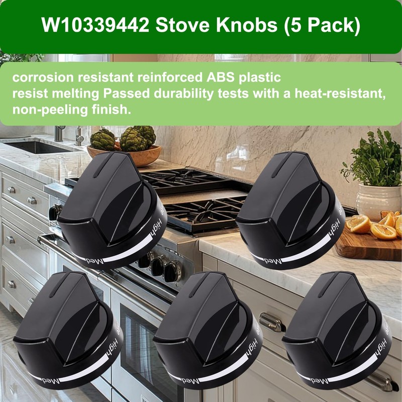 W10339442 Stove Knobs Replacements,Compatible with Whirlpool Gas Range Stove Oven,Control