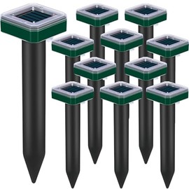 12 Pcs Tirgo Mole Repellent Solar Powered for Lawns Snake Repellent for Yard Gopher Groundhog Vole Repellent Trap Ultrasonic Outdoor Waterproof Chipmunk Rodent Burrowing Animals Deterrent Stake (12)