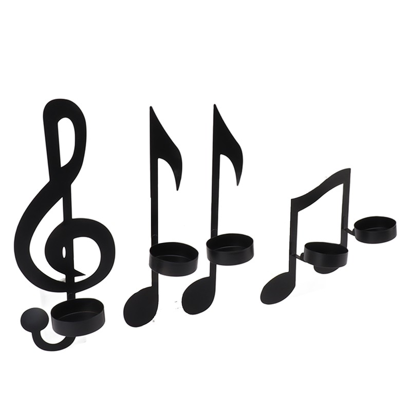 4Pcs Unique Iron Black Music Note Wall Sconce Candle Holder