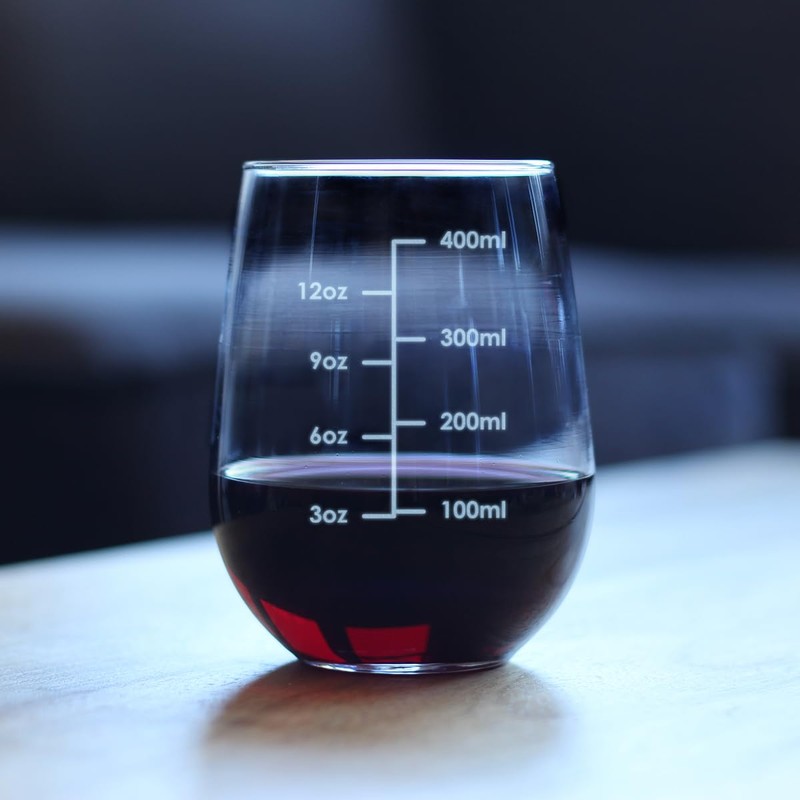 Bevvee Wine Measuring Cup - Stemless Wine Glass - Engraved