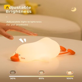 LOVTOUR 2024 Goose Night Light, Nursery Night Light, Lay-Flat Goose Light with Charging Port, Three-Stage Dimmable Silicone LED Duck Light, Cute Decorative Light for Nursery Bedroom, Fun Light