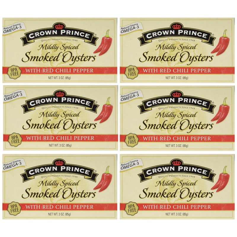 Crown Prince Mildly Spiced Smoked Oysters with Red Chili Pepper