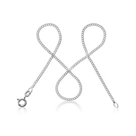 Modabilé Women's Necklace / Curb Chain, 925 Sterling Silver, 35 - 90 cm, 1.7 mm Wide, Without Pendant, Delicate Silver Chain with Box, Made in Germany, Silver, grey