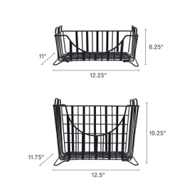 Gourmet Basics by Mikasa Band Stripe Stacking Kitchen Bathroom Office Storage Baskets, Set of 2