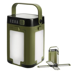 Foldable LED Camping Lantern with 2000mAh & Solar Charging - 6 Modes Camping Lights, IPX4 Waterproof, Lightweight (0.66lb) for Tents, Power Outages, Emergency