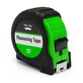 Mr. Pen- Retractable Tape Measure 25 ft, Green, Easy Read, Steel Retractable Measuring Tape with Fractions, Ideal for Construction & DIY Projects