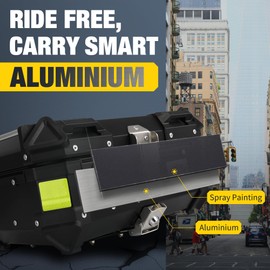 Gurblofy Motorcycle Top Case, 25L Aluminum Compact Motorcycle Top Box with Anti-Theft Lock System, Waterproof, Easy Installation with Universal Bracket, Back Cushion Included, Black, GBTC-25BL