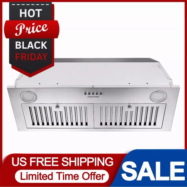 Joeaonz 800CFM Built-in Range Hood 30in Insert Cooking Vent Stainless